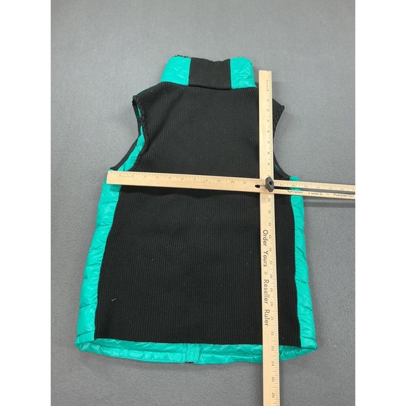 Calvin Klein Vest Womens Medium Teal Green Down Puffer Rib Knit MP3 Pocket - Picture 7 of 10